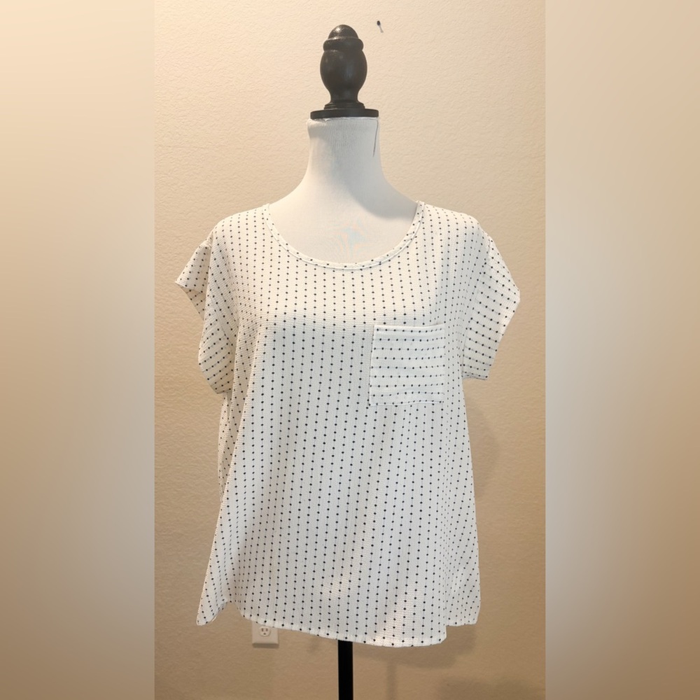 Jon & Anna Women's Short Sleeved White Polka Dot Top